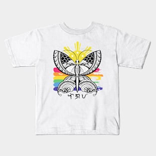 Tribal line Art Butterfly / Baybayin word Ligaya (Happiness) Kids T-Shirt